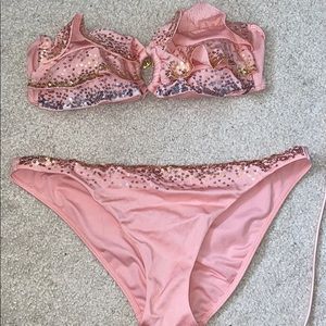 Strapless gold and silver sequin VS bathingsuit